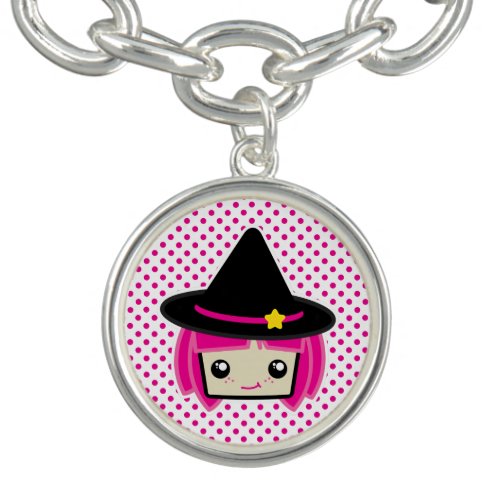 Kawaii Pink Haired Witch Bracelet and Charm