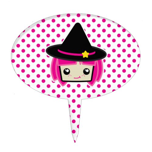 Kawaii Pink Haired Witch Cake Topper