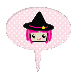 Kawaii Pink Haired Witch Cake Topper
