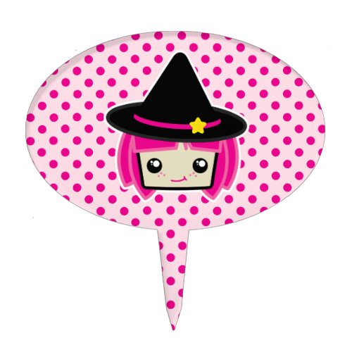 Kawaii Pink Haired Witch Cake Topper