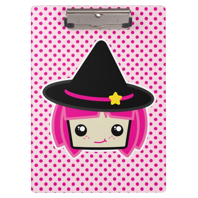 Kawaii Pink Haired Witch Clip Board (Front)