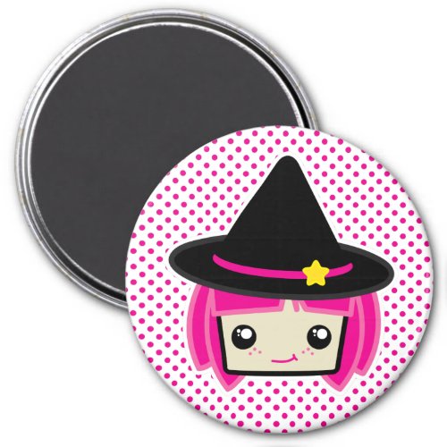 Kawaii Pink Haired Witch Magnet