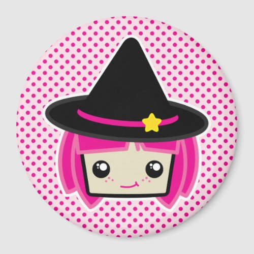 Kawaii Pink Haired Witch Magnet