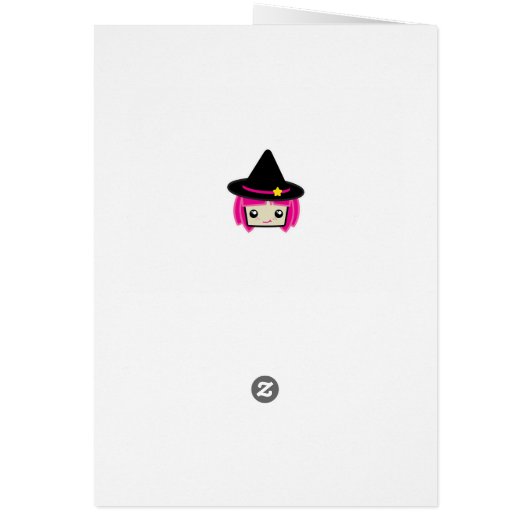 Kawaii Pink Haired Witch Note Card (Back)