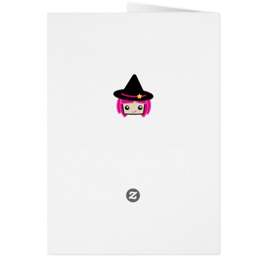 Kawaii Pink Haired Witch Note Card (Back)