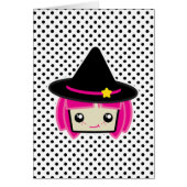 Kawaii Pink Haired Witch Note Card (Front)