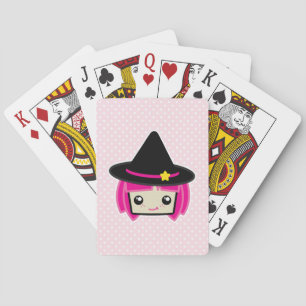 Kawaii Pink Haired Witch Playing Cards