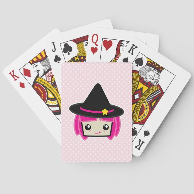 Kawaii Pink Haired Witch Playing Cards (Back)
