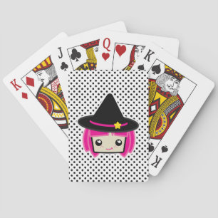 Kawaii Pink Haired Witch Playing Cards