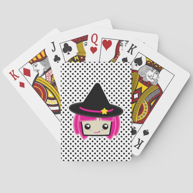 Kawaii Pink Haired Witch Playing Cards (Back)