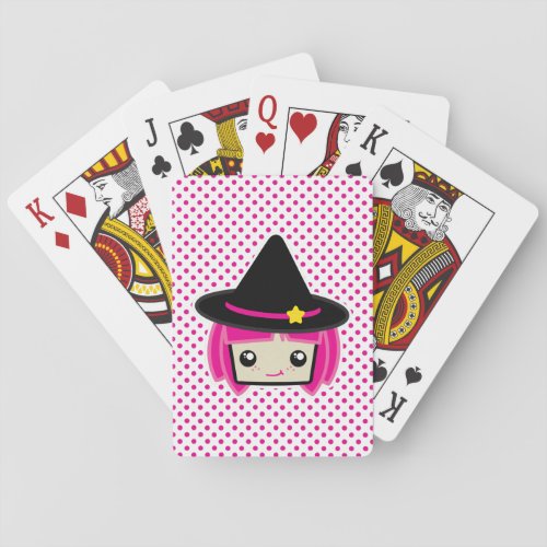 Kawaii Pink Haired Witch Playing Cards