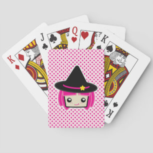 Kawaii Pink Haired Witch Playing Cards