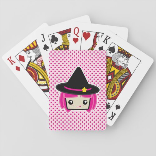 Kawaii Pink Haired Witch Playing Cards