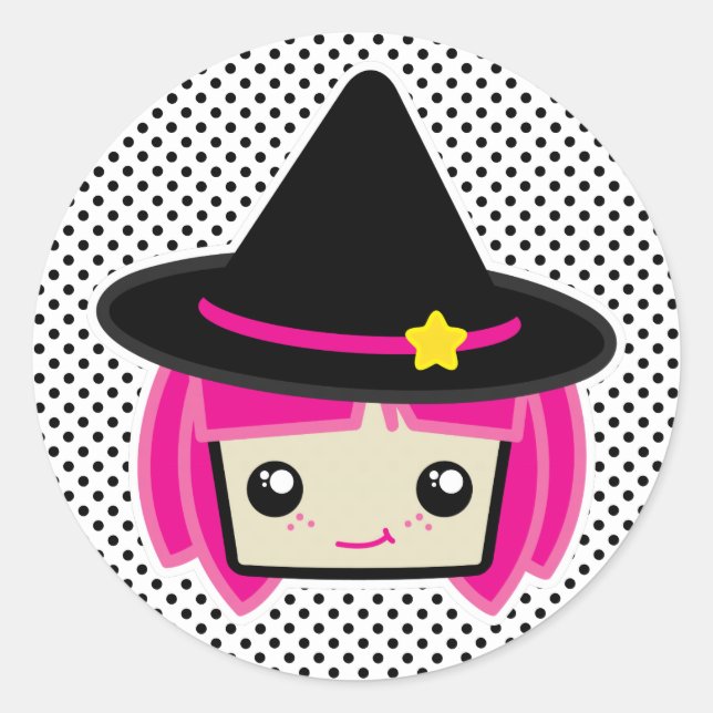 Kawaii Pink Haired Witch Stickers (Front)