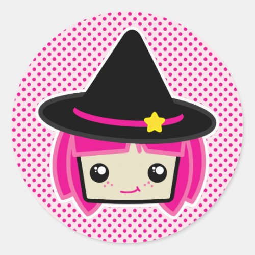 Kawaii Pink Haired Witch Stickers