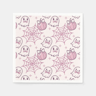 Kawaii Pink Halloween Ghosts & Pumpkin Napkins