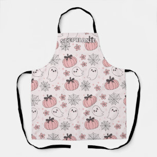 Kawaii Pink Halloween Ghosts & Pumpkins Apron