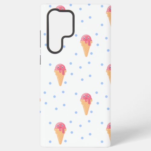 Kawaii pink ice cream on white samsung galaxy s22 ultra case