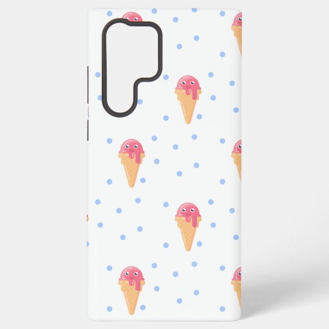 Kawaii pink ice cream on white samsung galaxy case (Back)