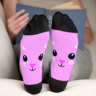 Kawaii Pink Kitten Socks