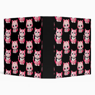 Kawaii Pink Kitty Cats Design 3 Ring Binder
