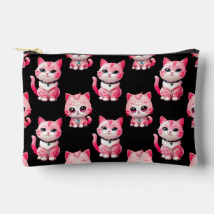 Kawaii Pink Kitty Cats Design Accessory Pouch