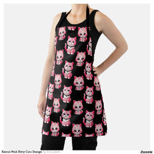Kawaii Pink Kitty Cats Design Apron