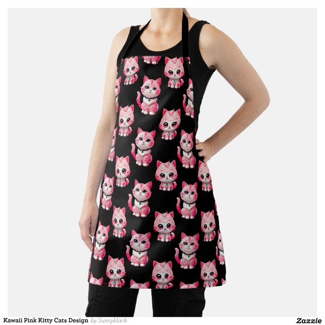 Kawaii Pink Kitty Cats Design  Apron (Creator Uploaded)