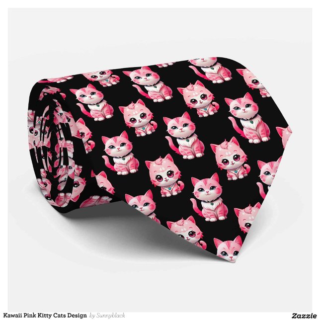 Kawaii Pink Kitty Cats Design  Neck Tie (Creator Uploaded)