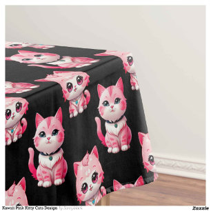 Kawaii Pink Kitty Cats Design  Tablecloth