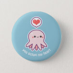 Kawaii Pink Octopus Pinback Button at Zazzle
