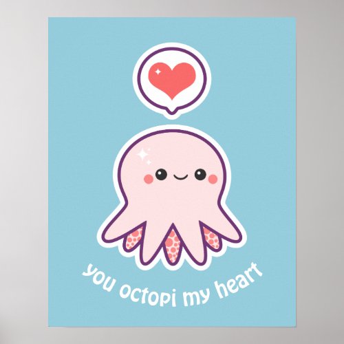 Kawaii Pink Octopus Poster