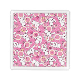 kawaii pink pattern acrylic tray