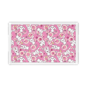 kawaii pink pattern acrylic tray