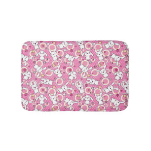 kawaii pink pattern bathroom mat