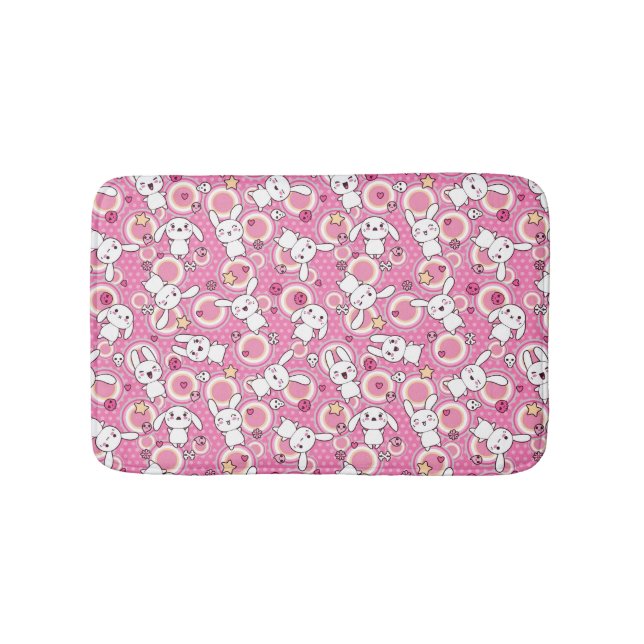 kawaii pink pattern bathroom mat (Front)