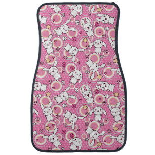 kawaii pink pattern car floor mat