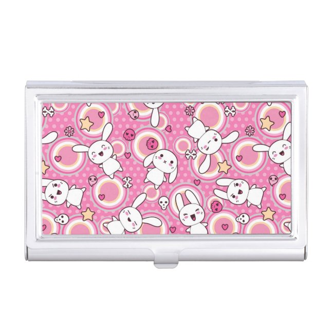 kawaii pink pattern case for business cards (Front)