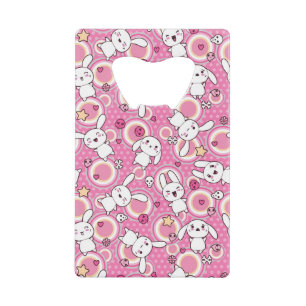 kawaii pink pattern credit card bottle opener
