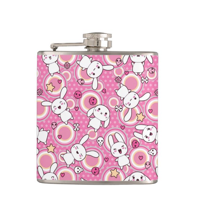 kawaii pink pattern flask (Front)