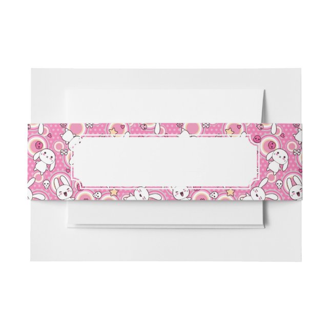 kawaii pink pattern invitation belly band (Front Example)