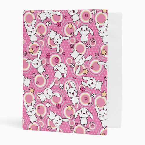 kawaii pink pattern mini binder