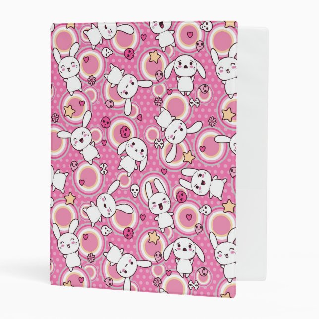 kawaii pink pattern mini binder (Front/Inside)