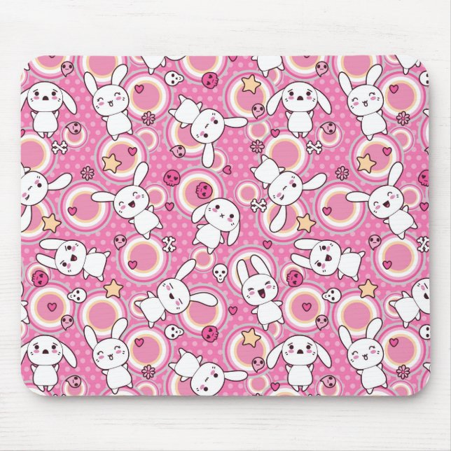 kawaii pink pattern mouse pad (Front)