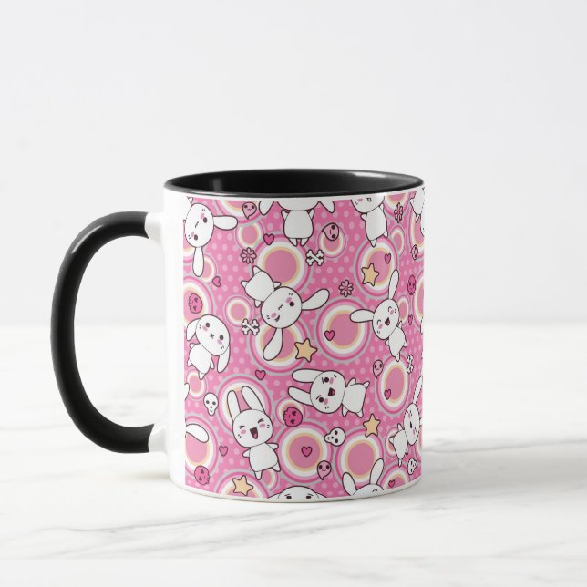 kawaii pink pattern mug (Left)