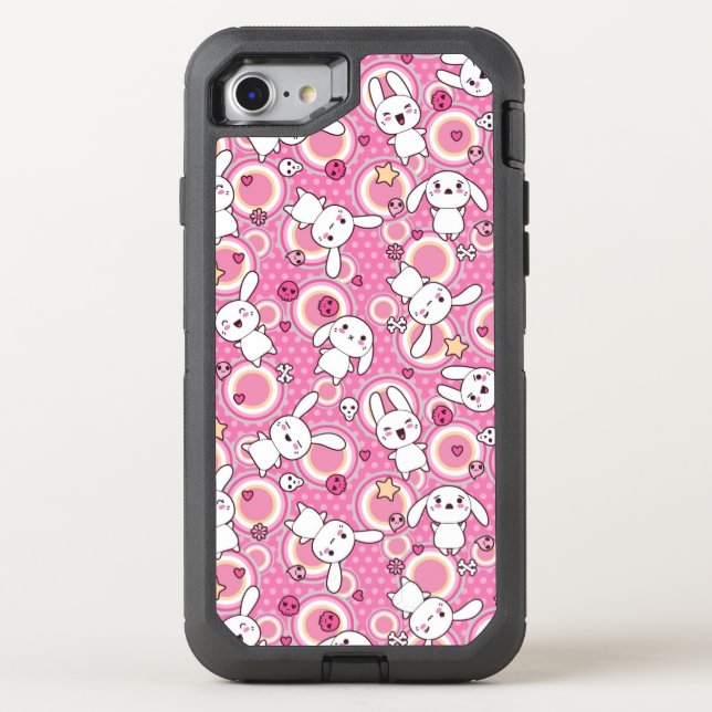 kawaii pink pattern otterbox iPhone case (Back)