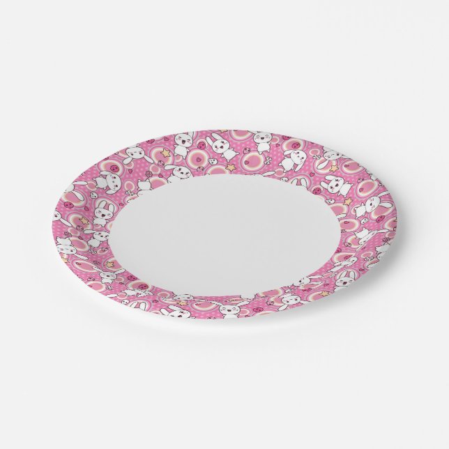 kawaii pink pattern paper plates (Angled)