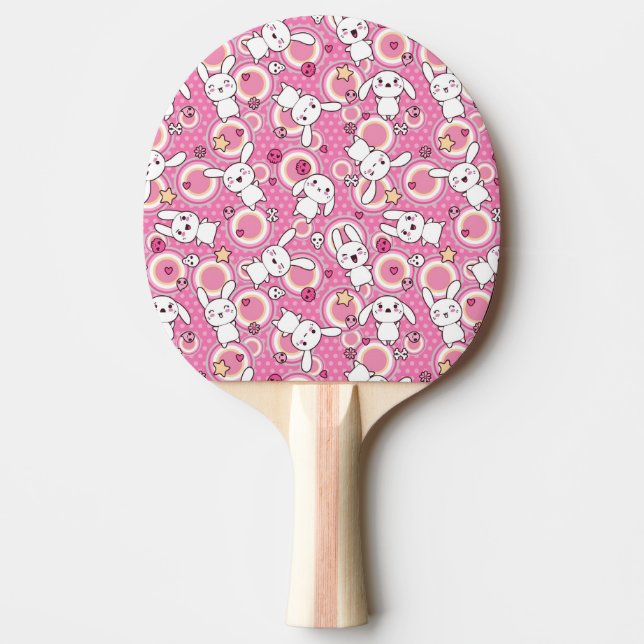kawaii pink pattern ping pong paddle (Front)