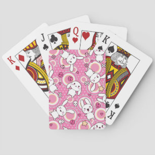 kawaii pink pattern poker cards