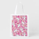 kawaii pink pattern reusable grocery bag